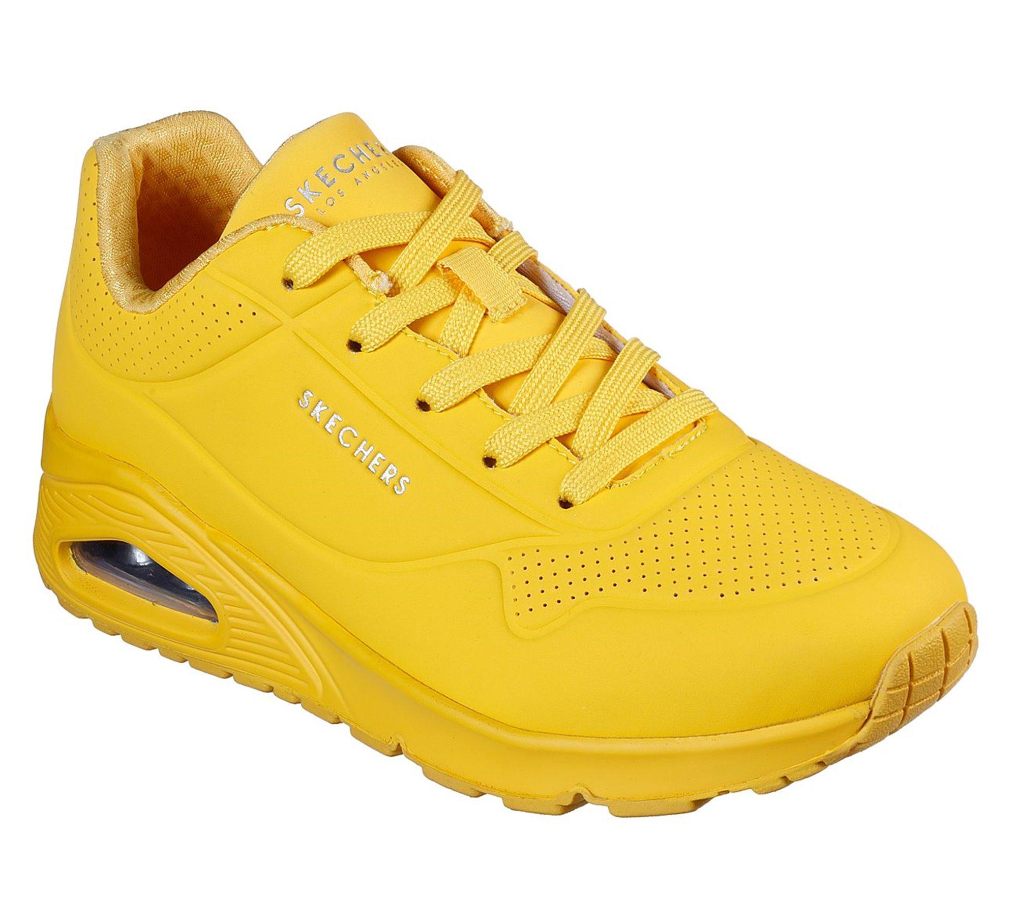 Skechers Leather Uno - Stand On Air in Yellow - Lyst