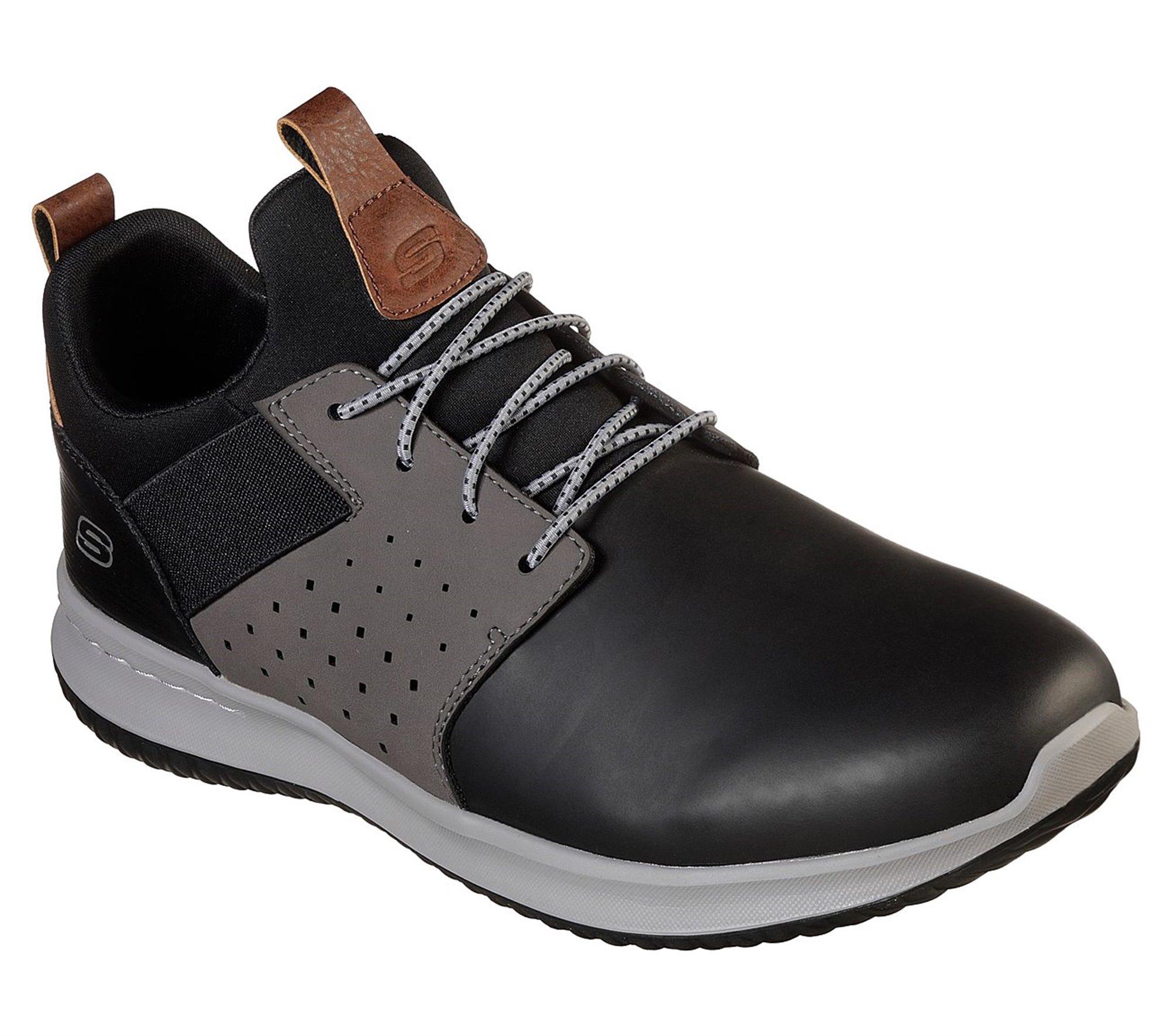 Skechers Leather Delson - Axton - Final Sale in Gray Black (Black) for Men  - Lyst
