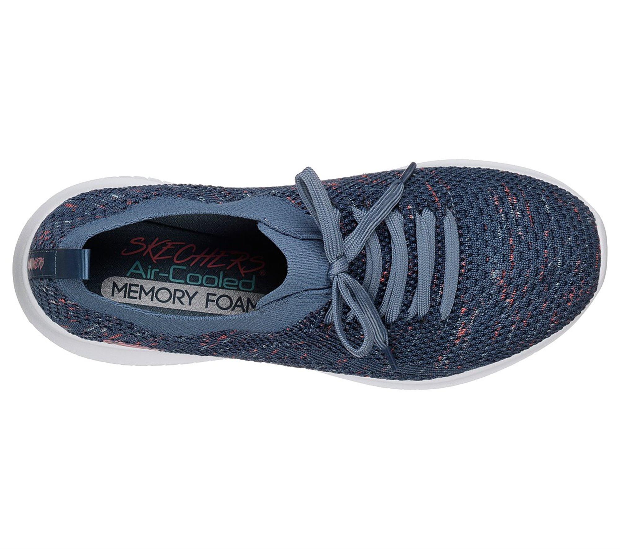 skechers black ultra flex happy days trainers