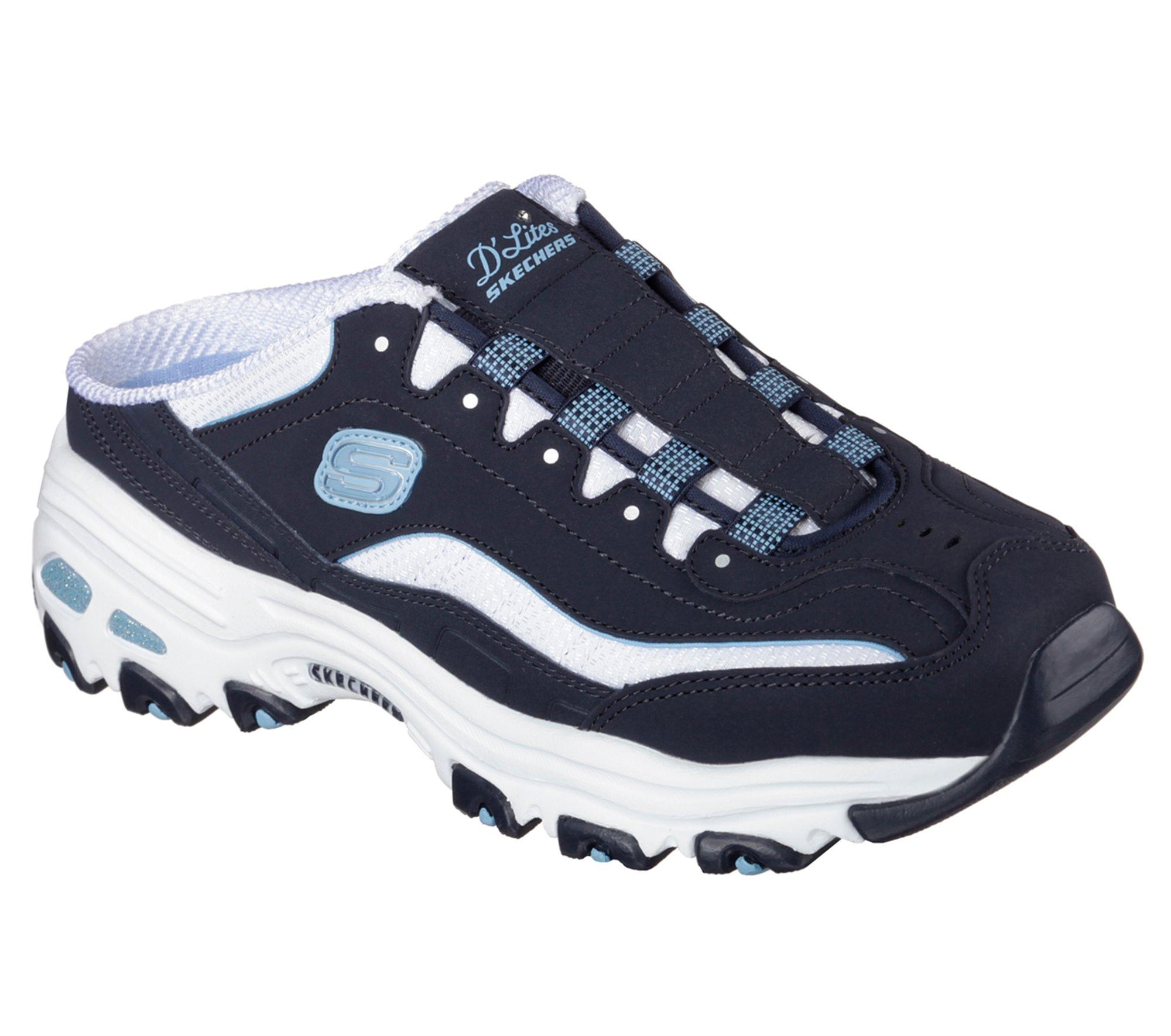 Skechers Leather D\'lites - Set In Stone in White Navy (Blue) - Lyst