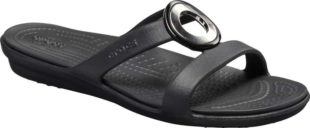 crocs women's sanrah metal block slide sandal