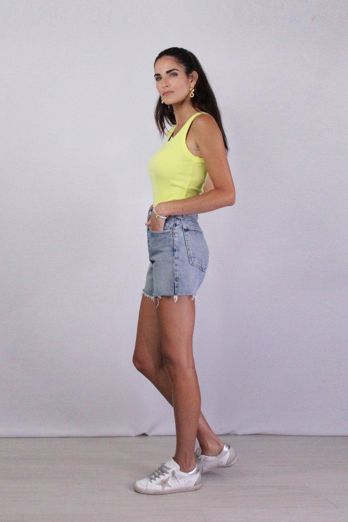 Agolde Cotton Riley High Rise Short In 