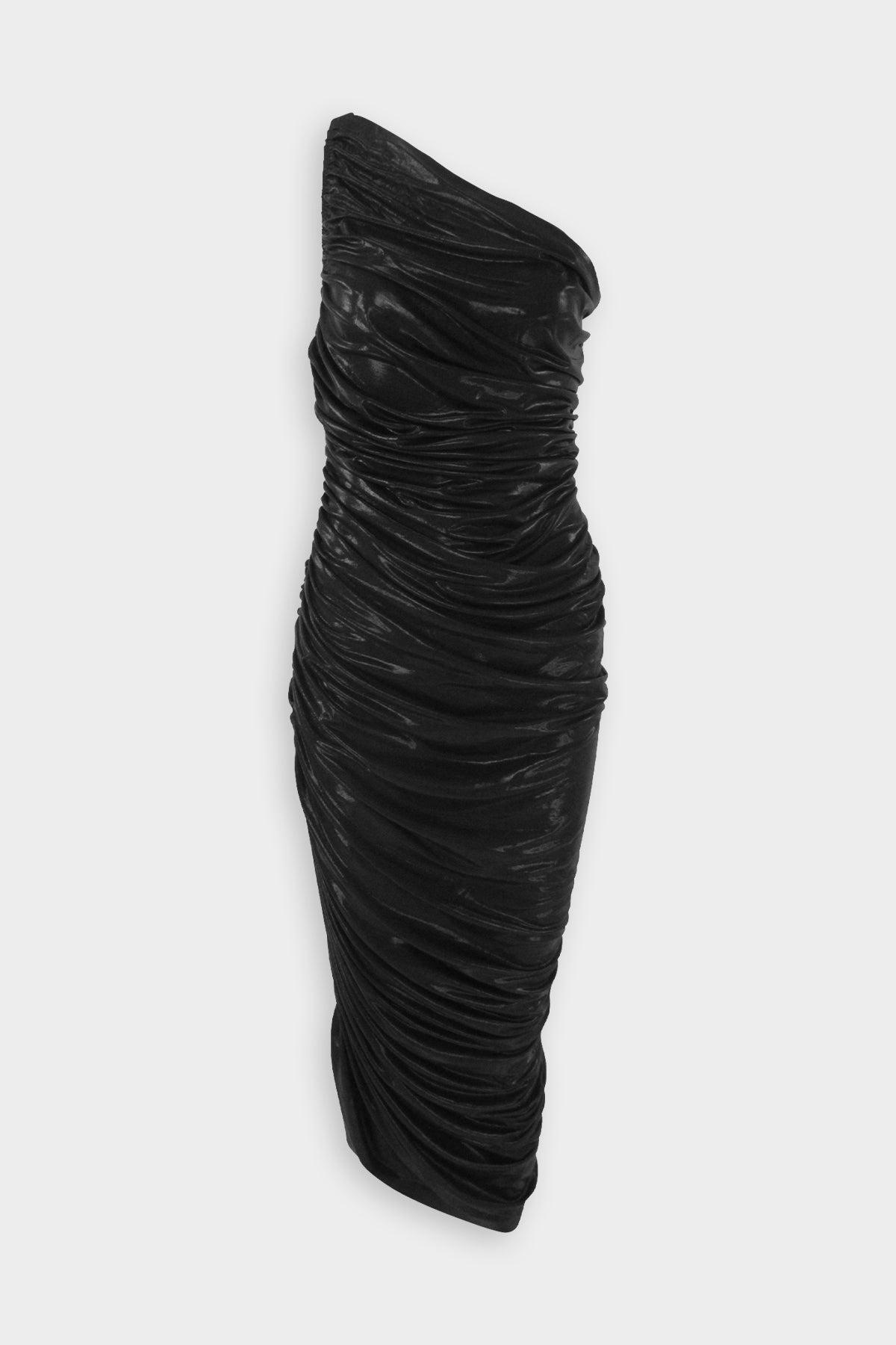 Norma Kamali Diana Dress To Knee In Metallic Black | Lyst