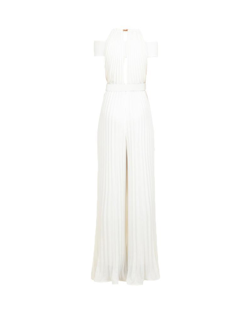 self portrait across shoulder pleated jumpsuit