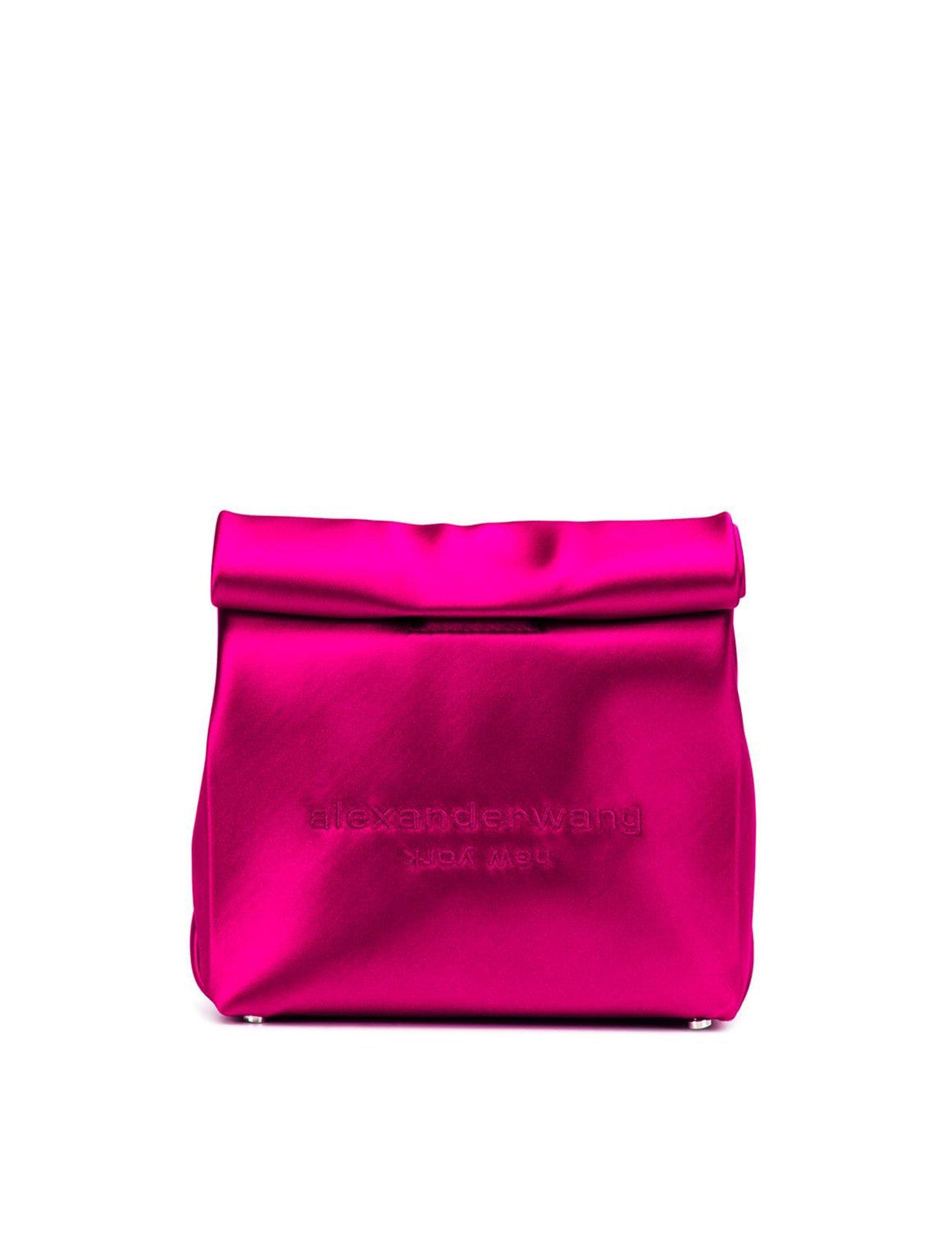 Alexander Wang Satin Lunch Bag Clutch in Pink | Lyst
