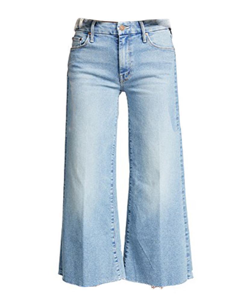 mother the roller crop fray jeans