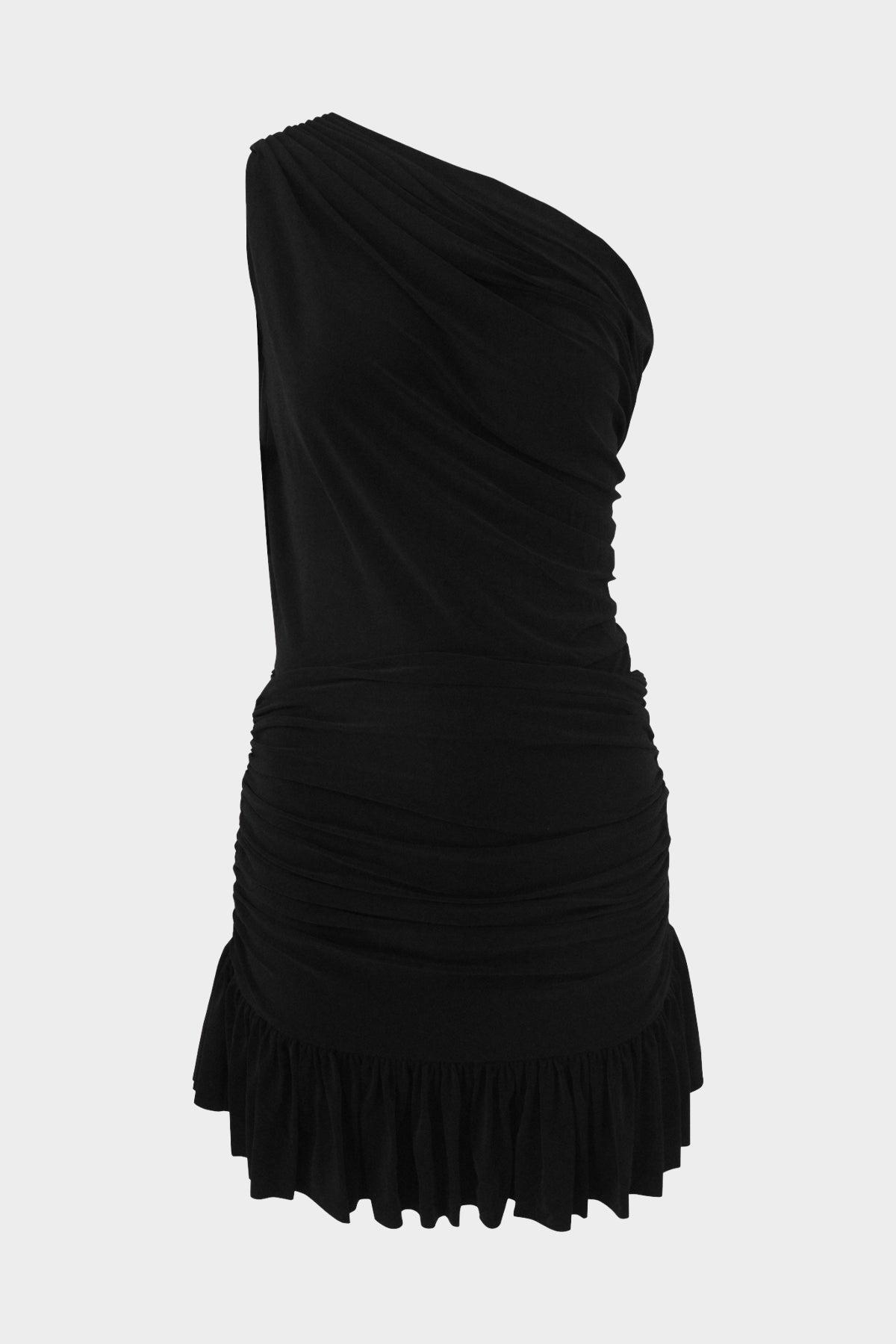 Norma Kamali One Shoulder Peasant Mini Dress In Black Lyst