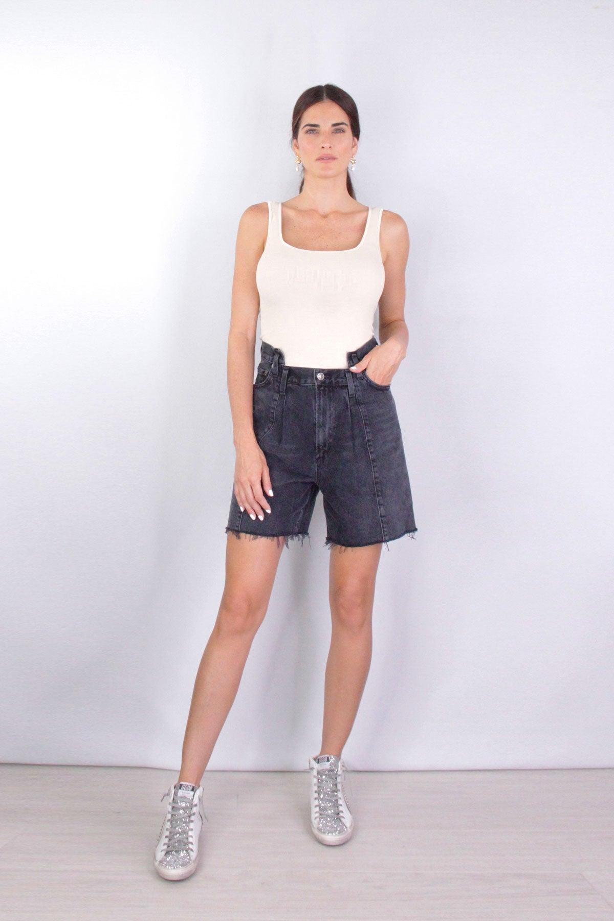 Agolde Cotton Pieced Angled Short In 