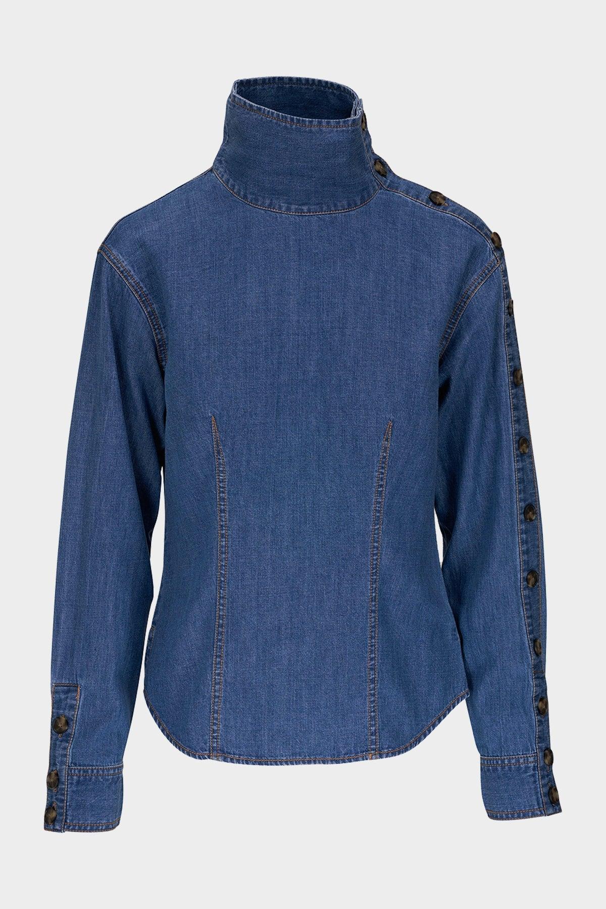 Veronica Beard Fauri Asymmetrical Denim Shirt In Cornflower in Blue | Lyst