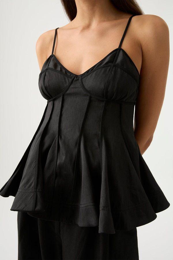 Aje. Evangeline Flared Camisole Top in Black