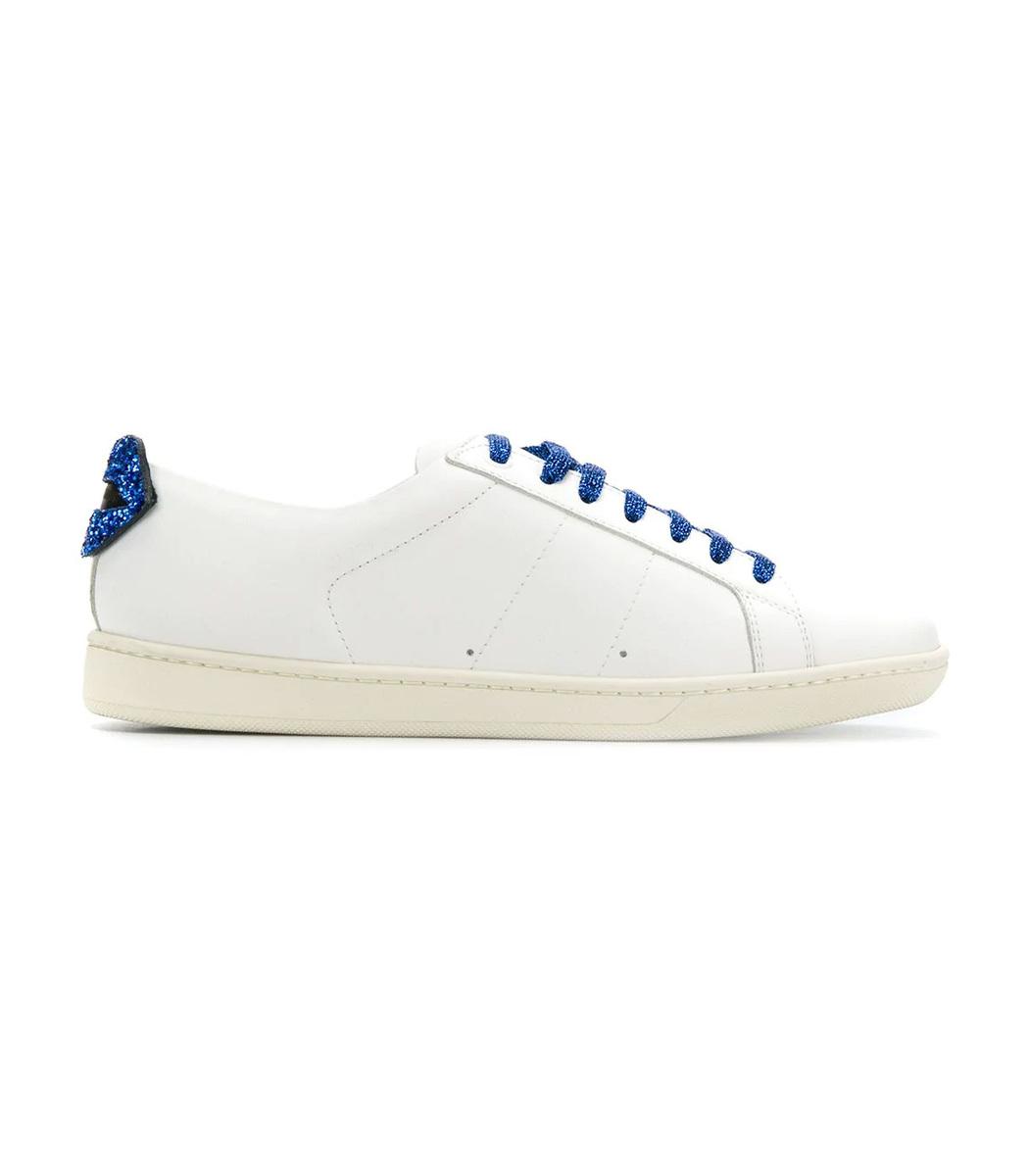 Saint Laurent Glitter Lips Sneakers White/blue | Lyst
