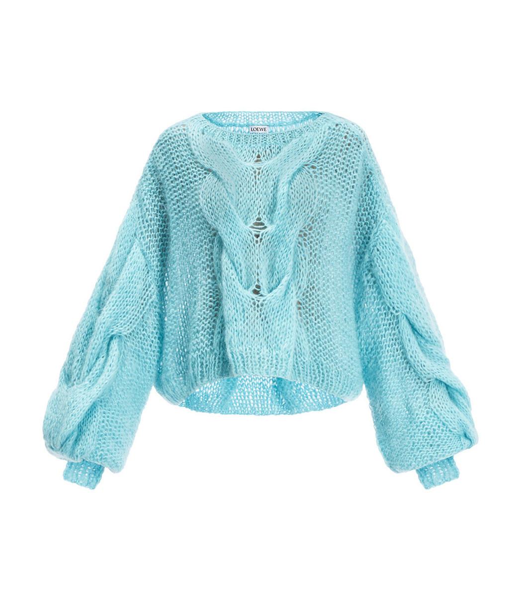 blue cable sweater