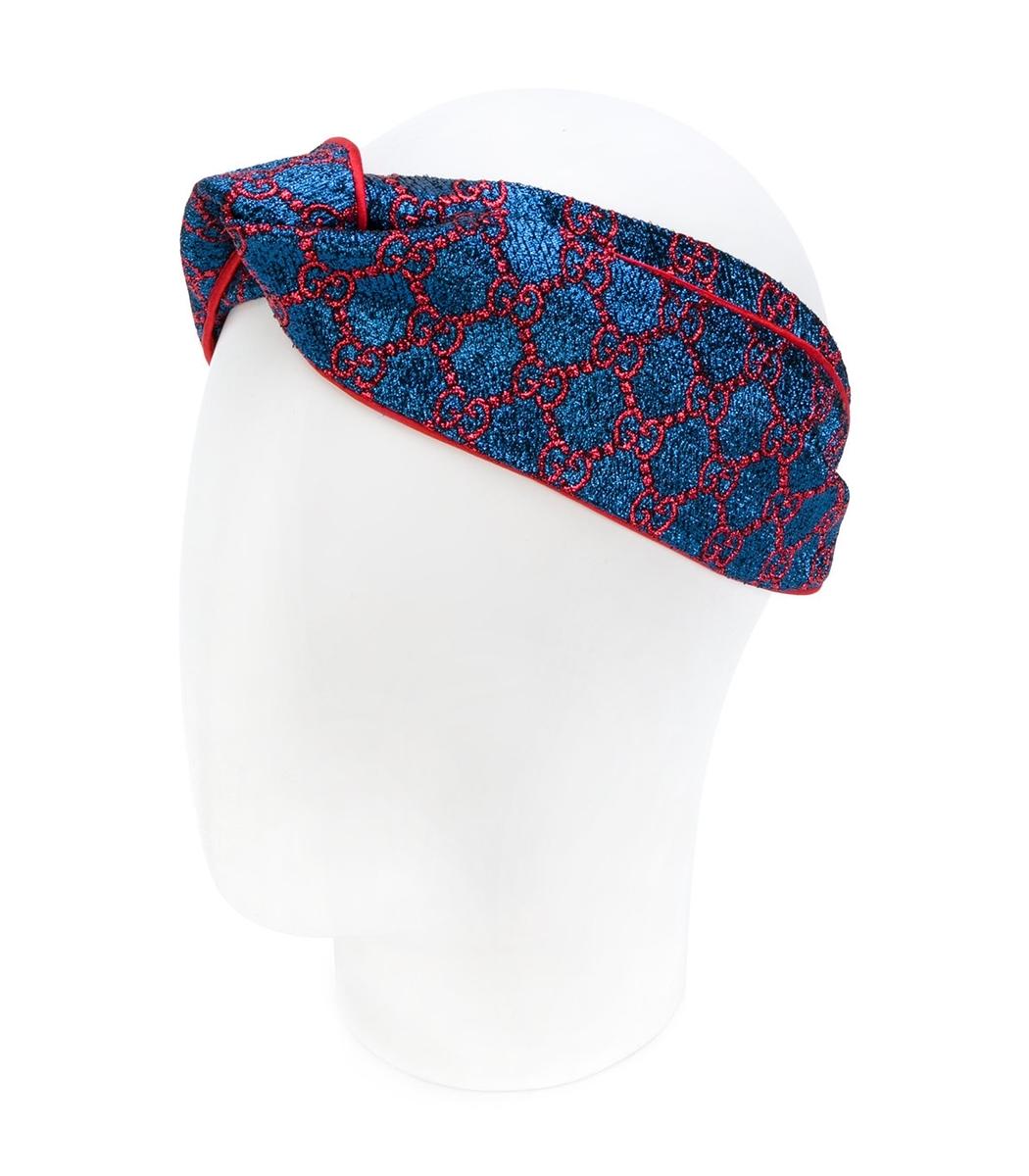 Gucci Silk Blue/red Gg Supreme Print 