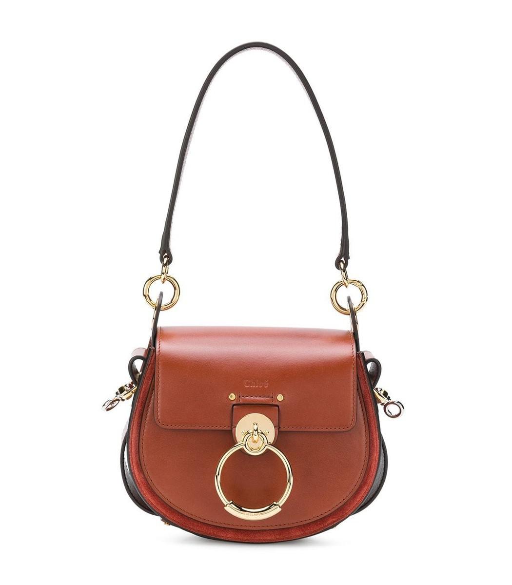 chloé small tess leather saddle bolsa