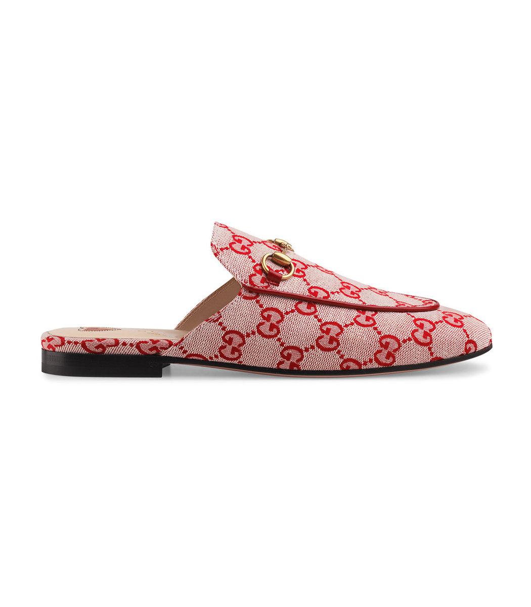 Gucci Princetown GG Canvas Slipper in Red | Lyst