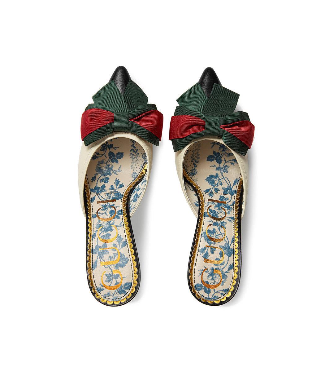 gucci mid heel slide with web