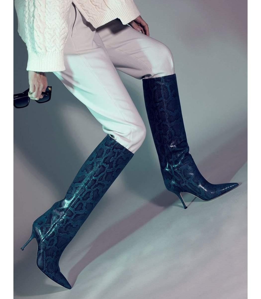 Paris Texas Mama Wide Calf Boot in Blue 