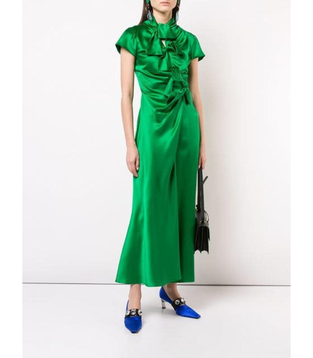 Saloni Silk Kelly Dress in Green - Lyst