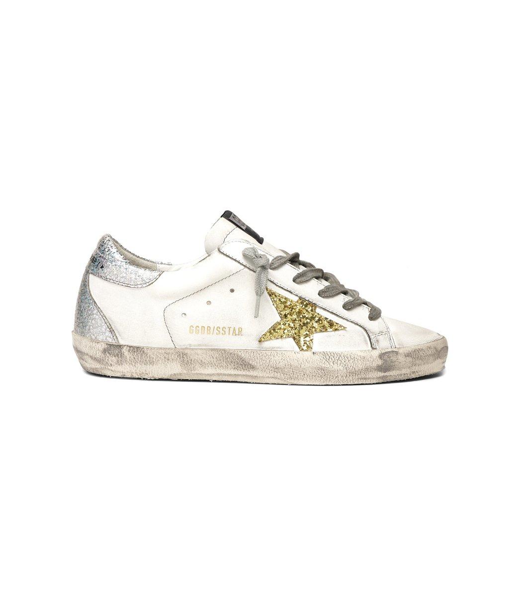 Golden Goose Deluxe Brand Superstar Sneaker In White Leather/gold Glitter Star/silver - Lyst