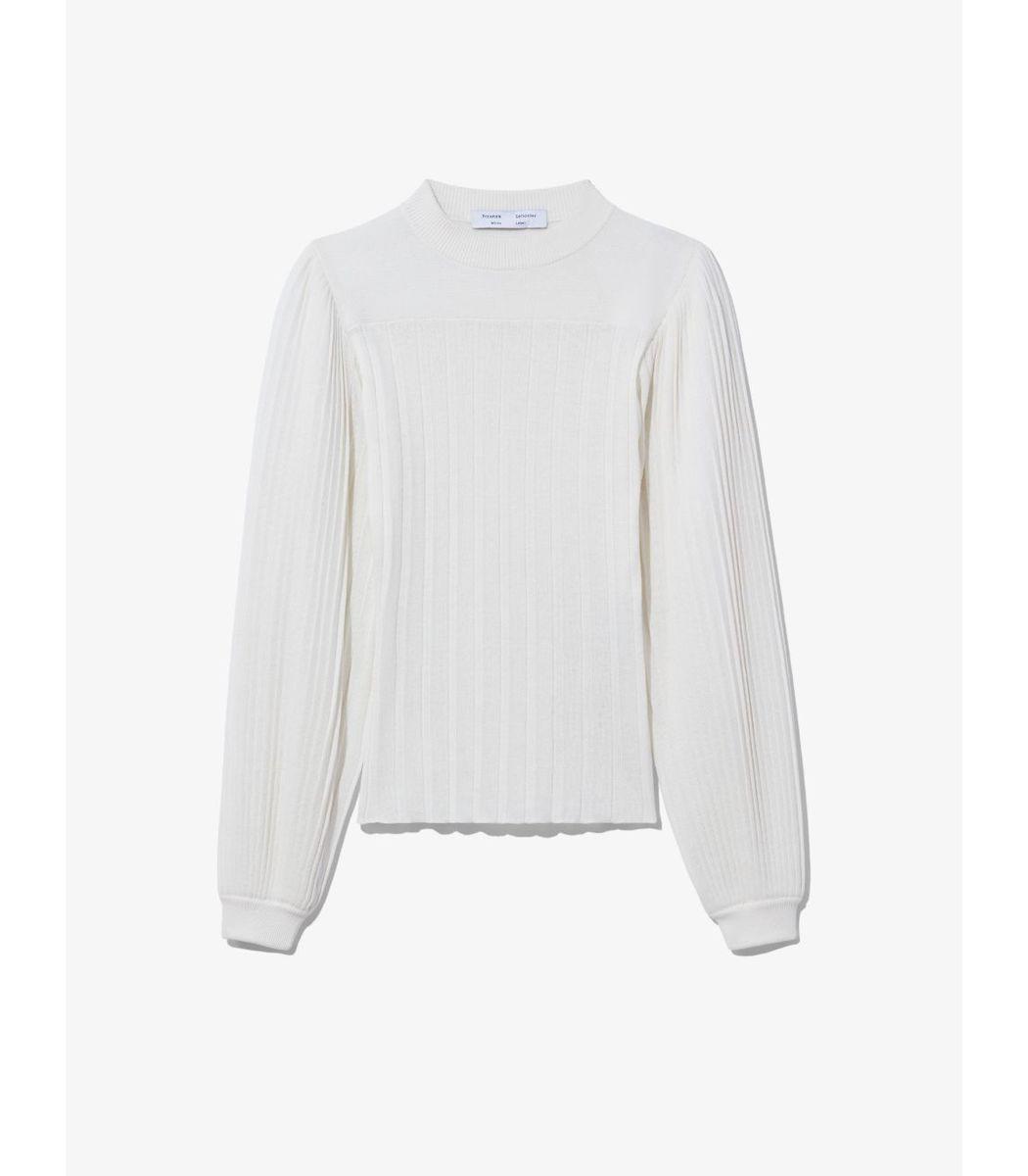 PROENZA SCHOULER WHITE LABEL Linen Knife Pleated Knit Top in White - Lyst
