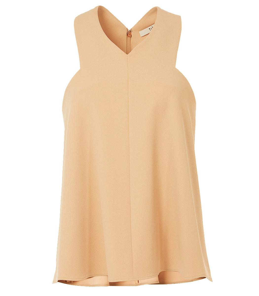 tibi structured crepe sleeveless blouse