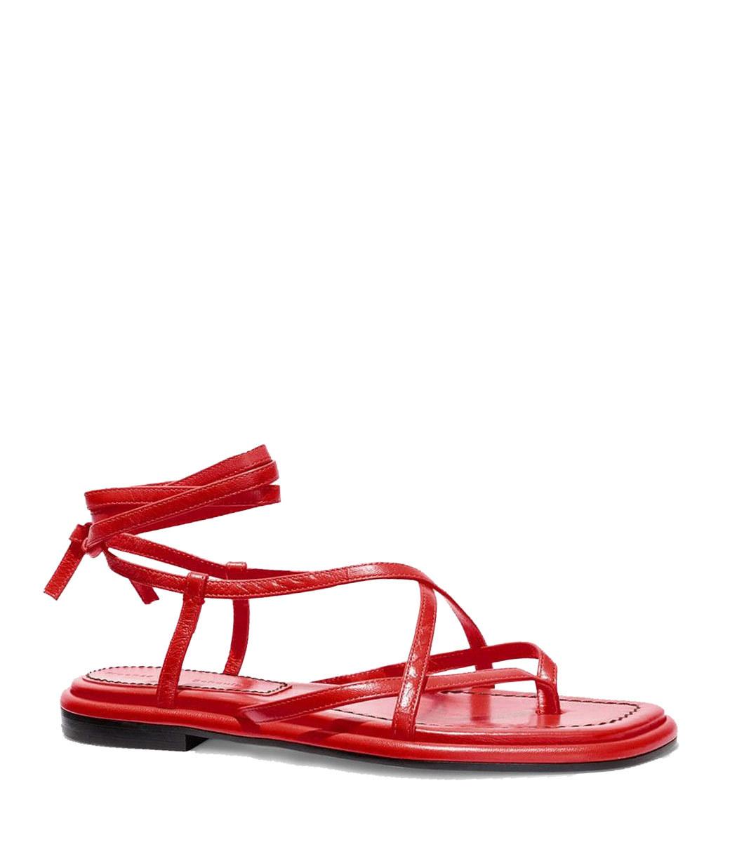 Red Strappy Sandals Flat Outlet Store 