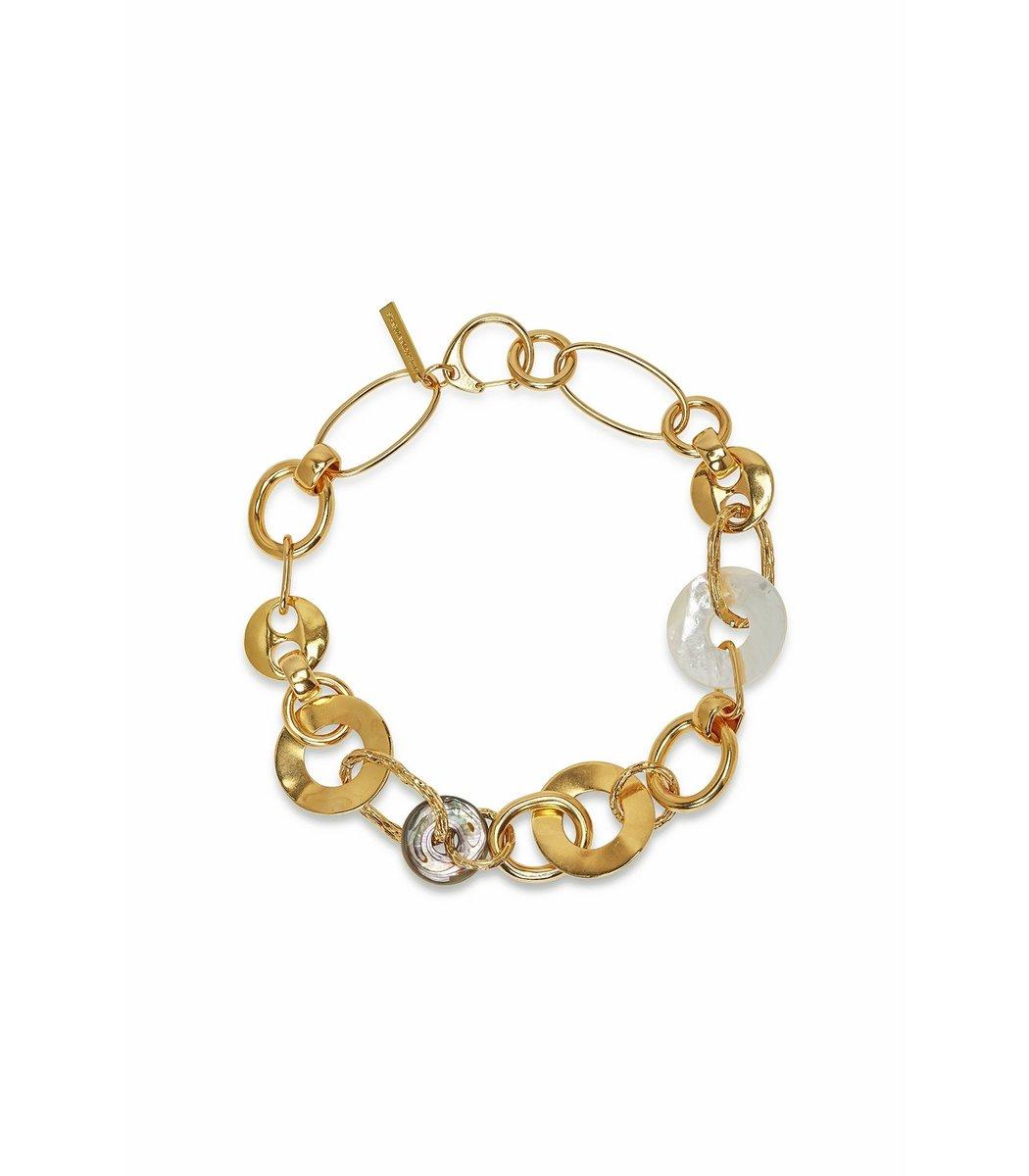 Solstice Womens Brass Rectangle Necklace I