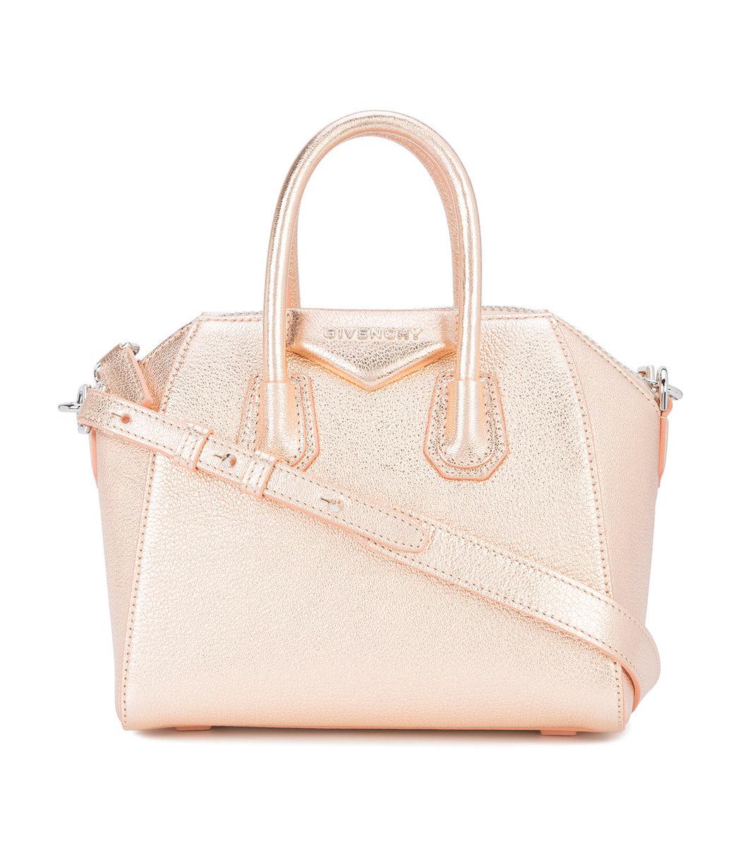 Givenchy Leather Rose Gold Mini Antigona Tote Bag in Pink Lyst