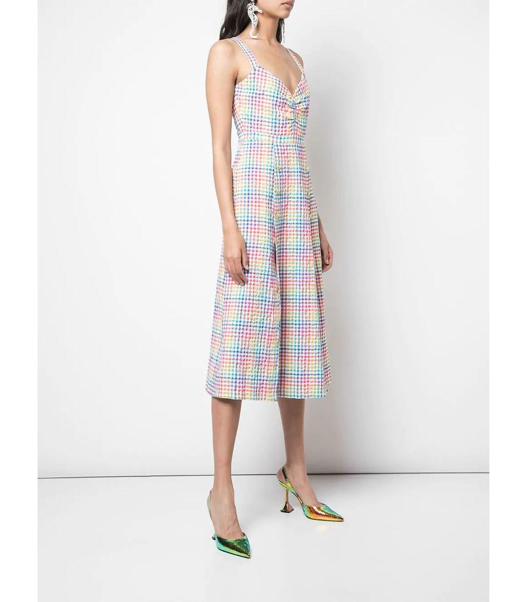 Saloni Cotton Rainbow Gingham Dress in 