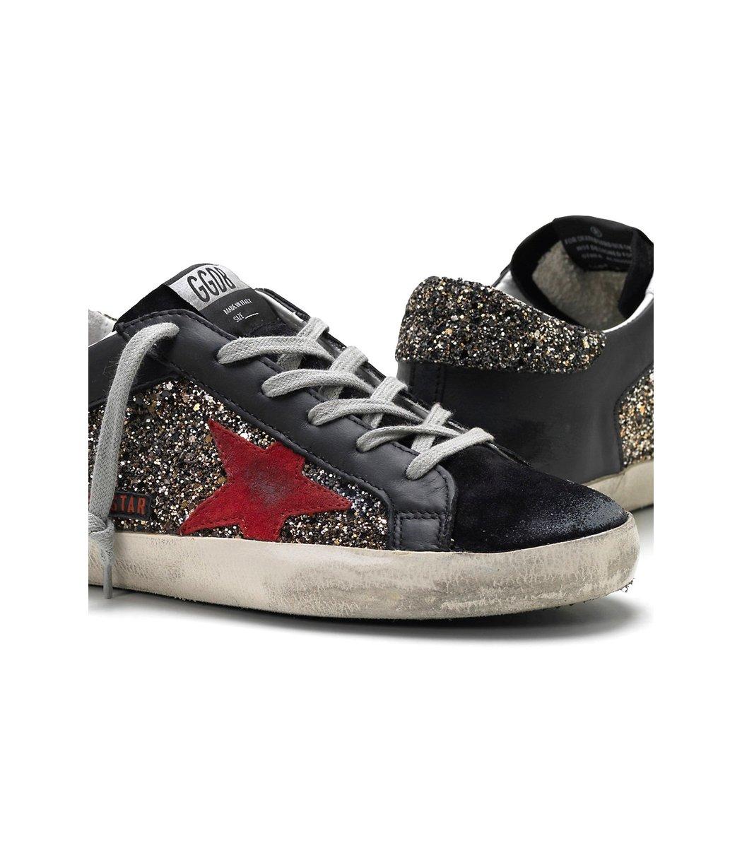 red glitter golden goose