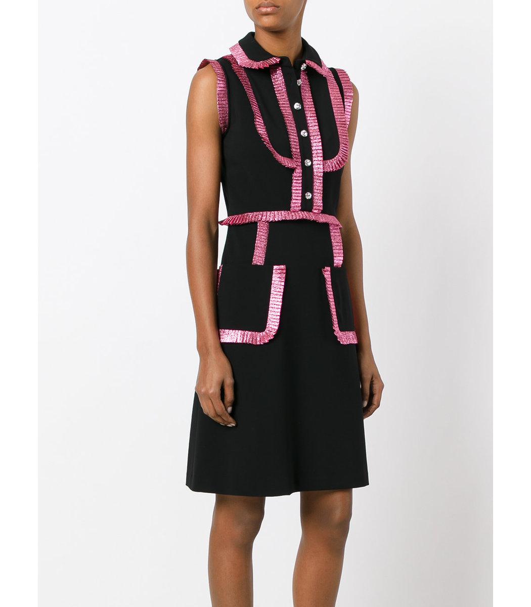 Gucci Silk Black & Pink Shirt Dress - Lyst