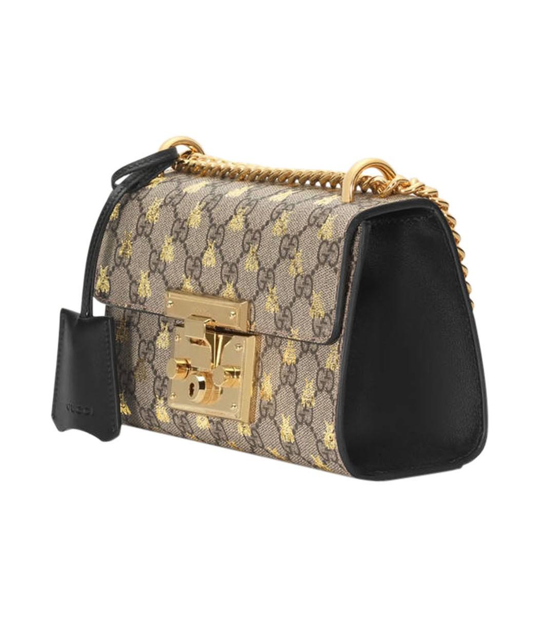  Gucci  Suede Padlock  Small  Gg Bees Shoulder Bag Lyst