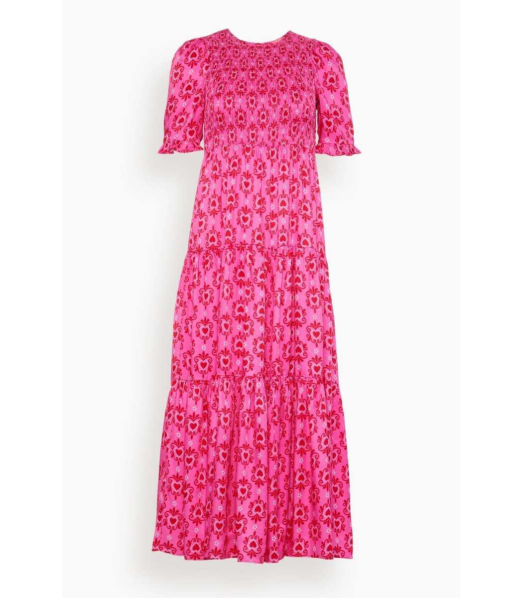 Kitri Gracie Shirred Dress In Pink Heart Print | Lyst
