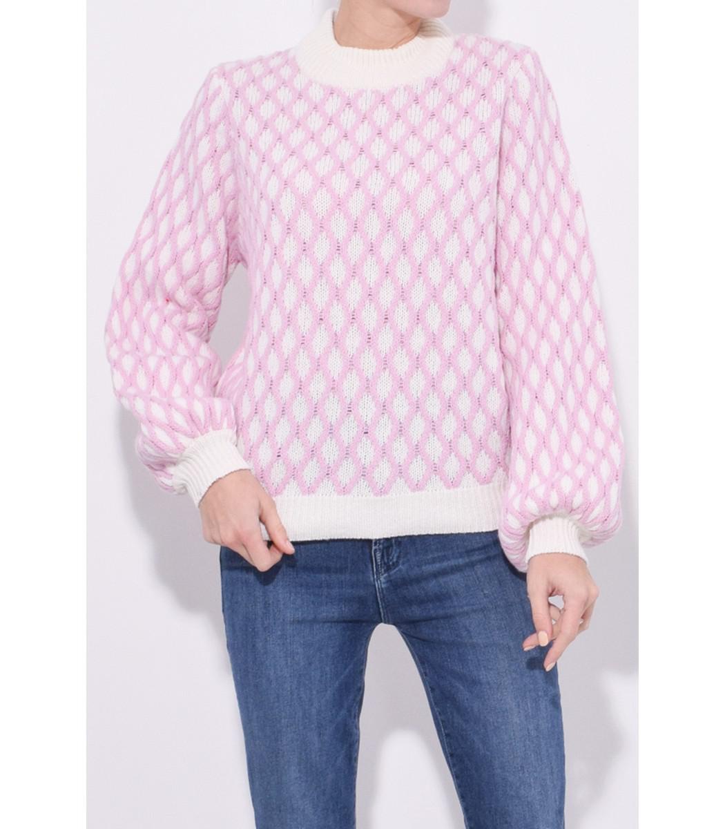 Stine Goya Carlo Cable Knit Wool-blend Sweater in Pink | Lyst