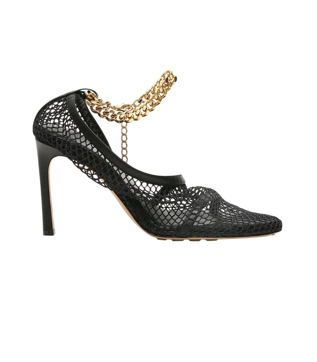 Bottega Veneta Chain Detail Leather And Mesh Courts In Black Save 61 Lyst