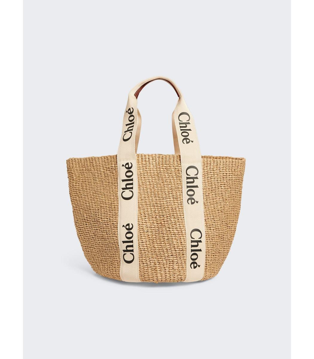 Chloé X Mifuko Woody Large Raffia Basket Bag in White | Lyst
