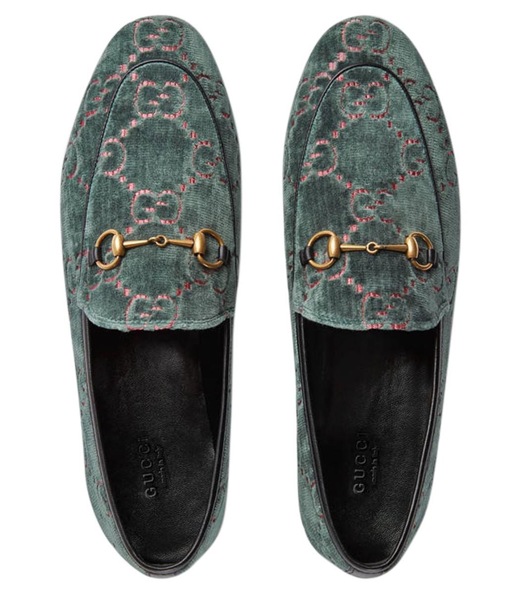 gucci green velvet loafers