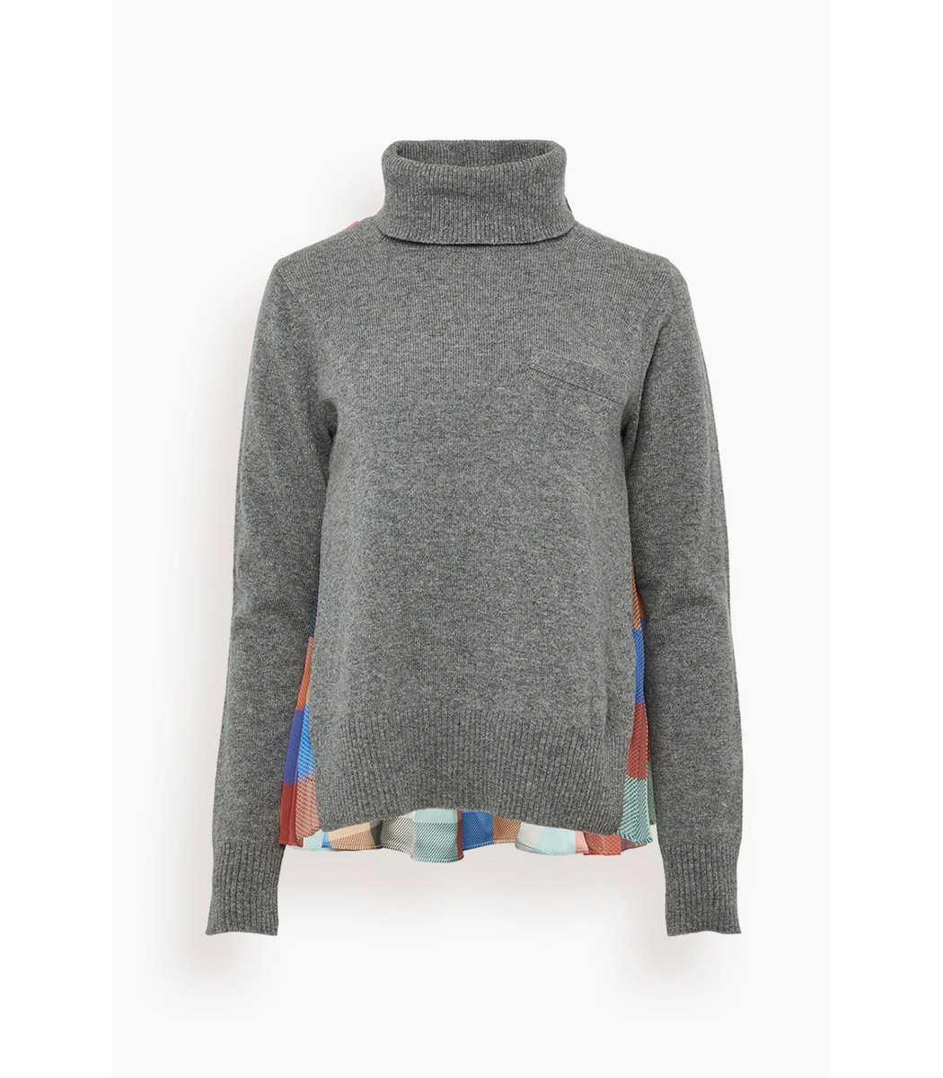Sacai Plaid Wool Knit Pullover In Gray/multi | Lyst