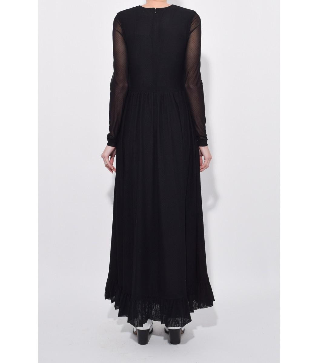 ganni dot mesh maxi dress
