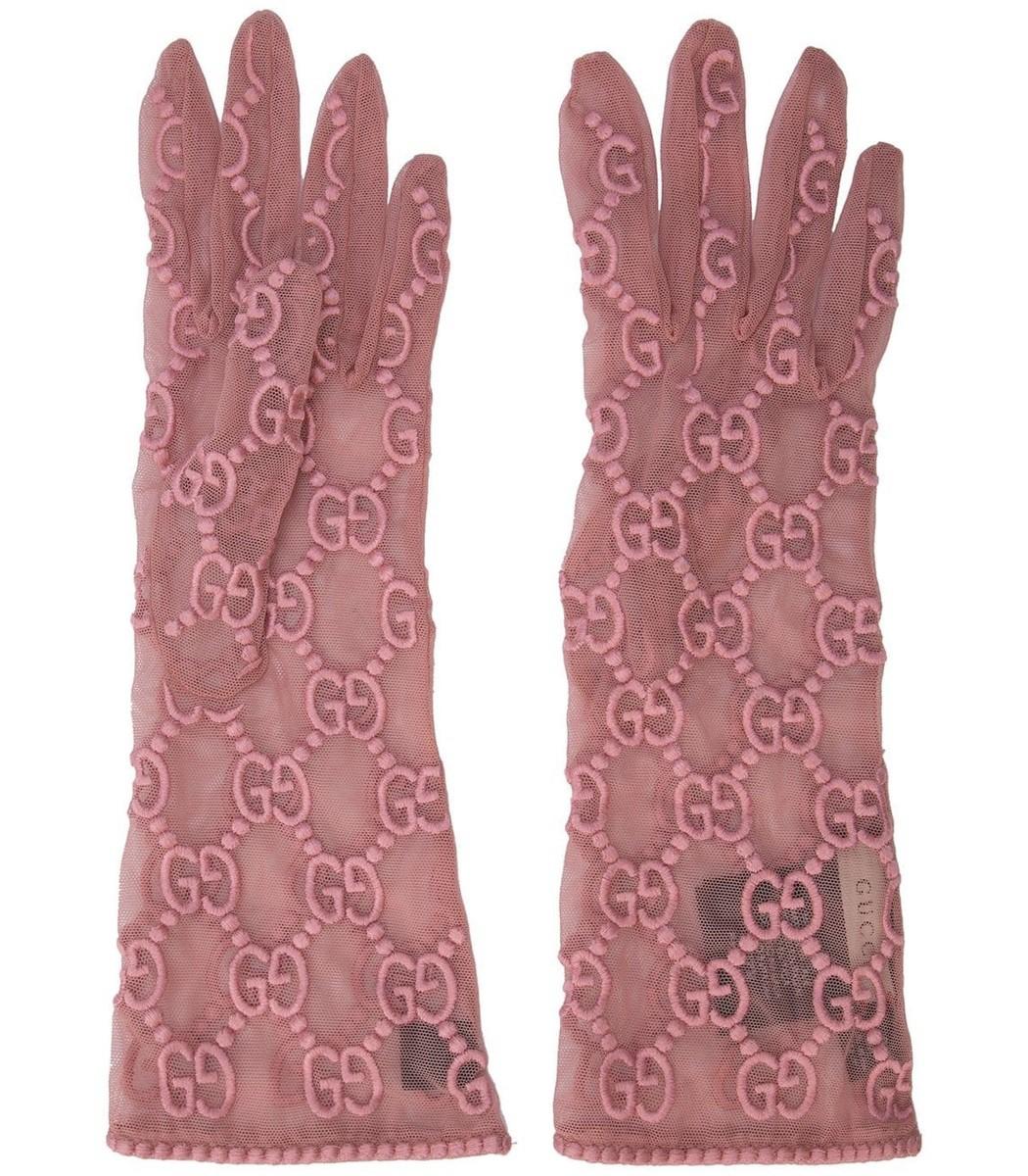 Gucci GG Tulle Gloves in Pink | Lyst