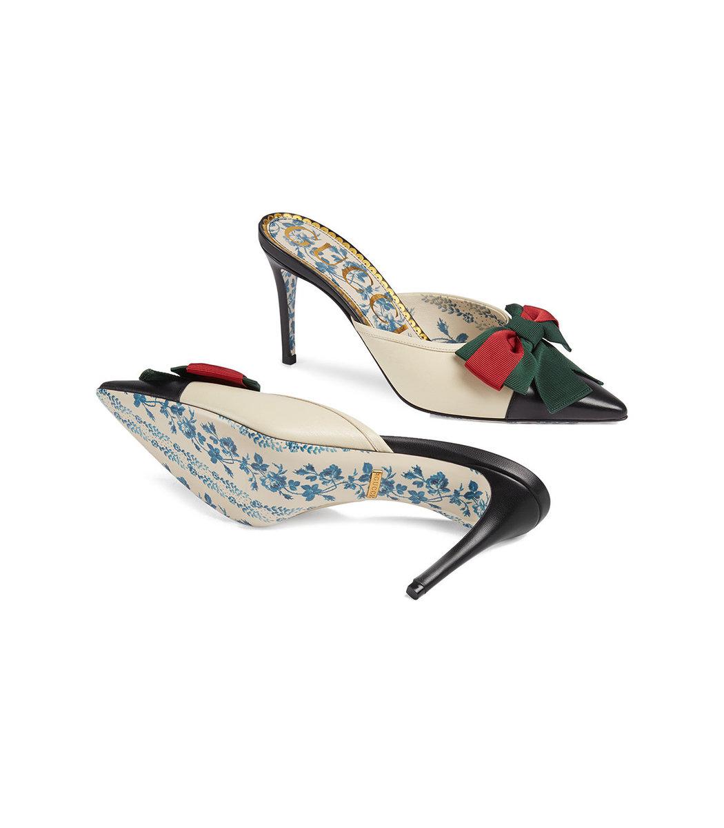 gucci mid heel slide with web