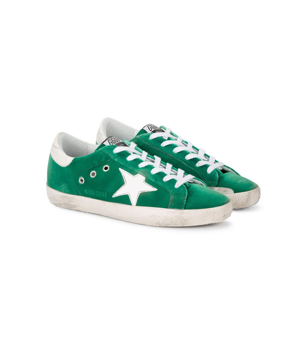 golden goose white & green superstar sneakers