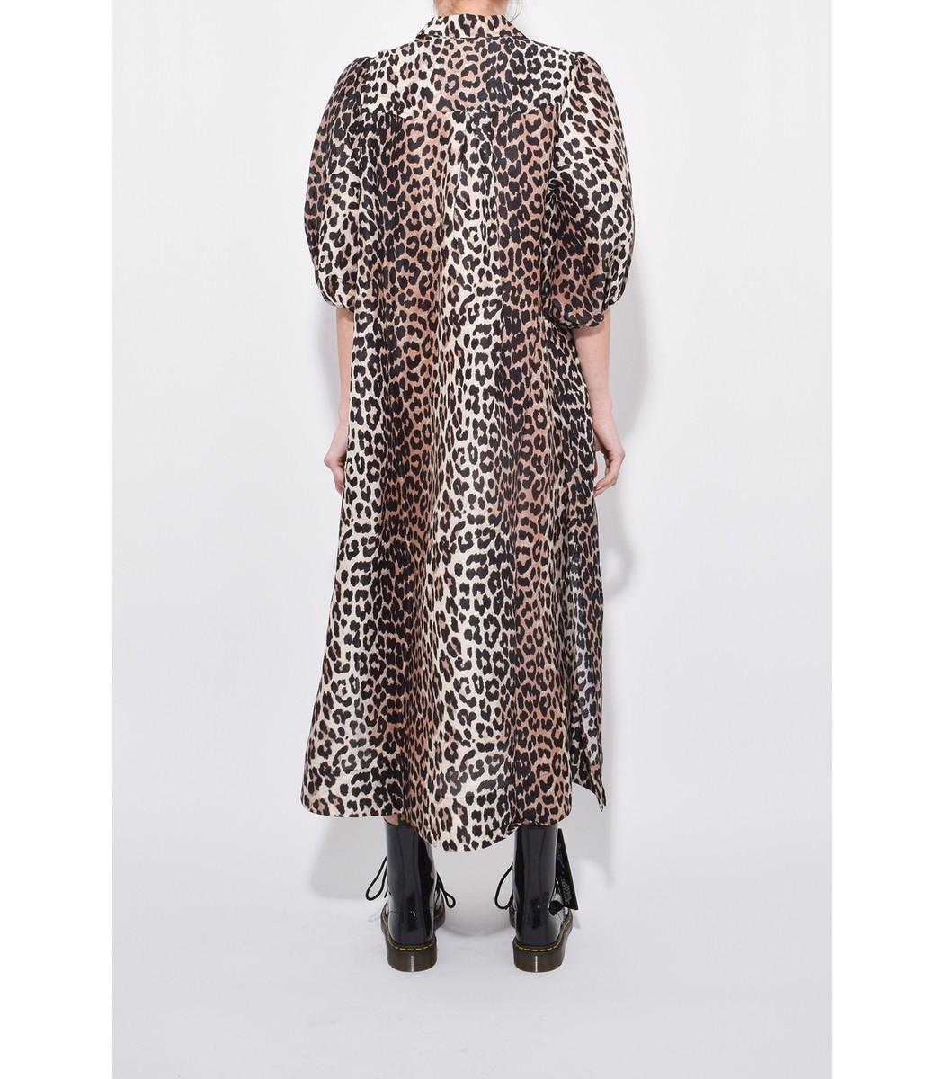ganni cedar dress leopard