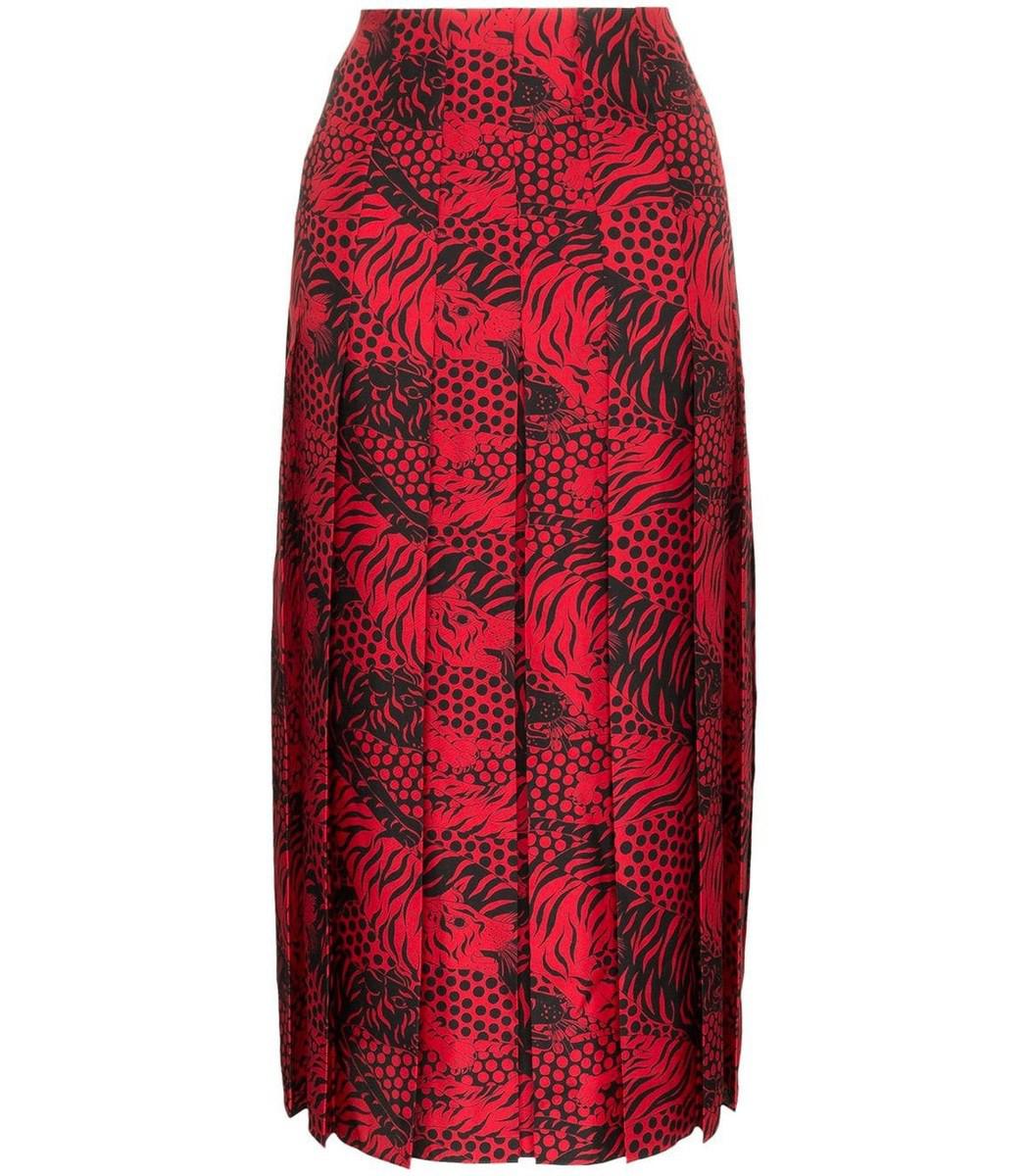 tiger print pleated skirt