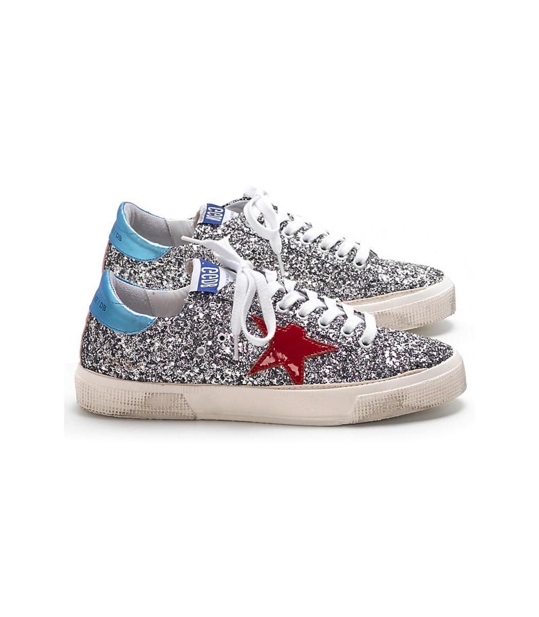 golden goose sneakers red glitter star