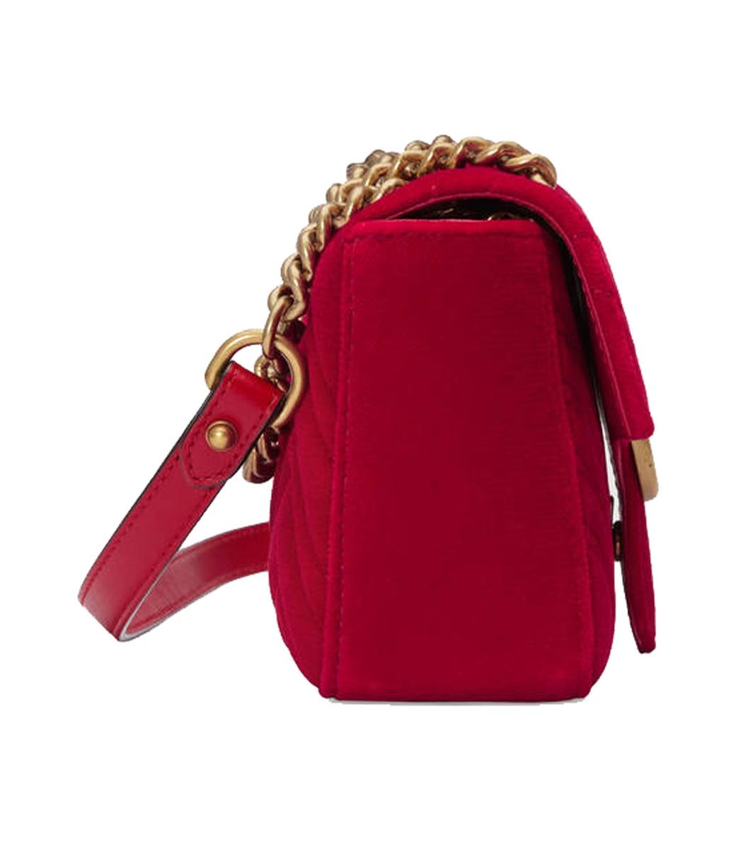 Gucci Red GG Marmont Mini Velvet Bag - Lyst