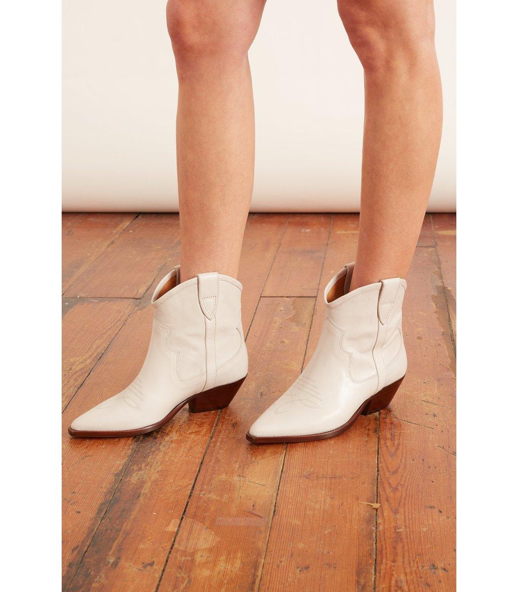 Isabel Marant Suede Demar Low Boots In Chalk in White - Lyst