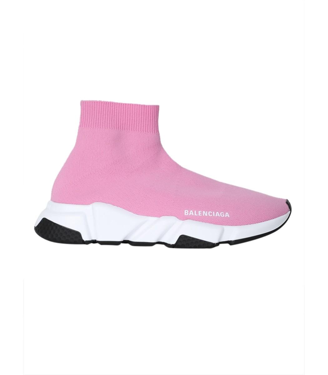 Speed Knitted High-top Trainers in Pink 
