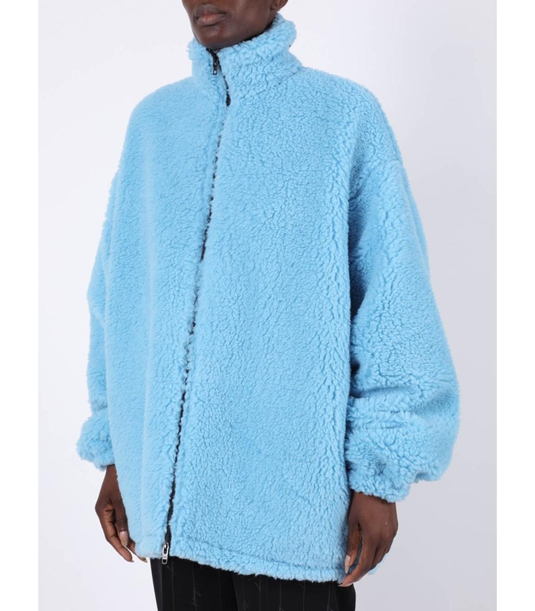Balenciaga Oversized Light Blue Fleece Zipup Jacket Lyst