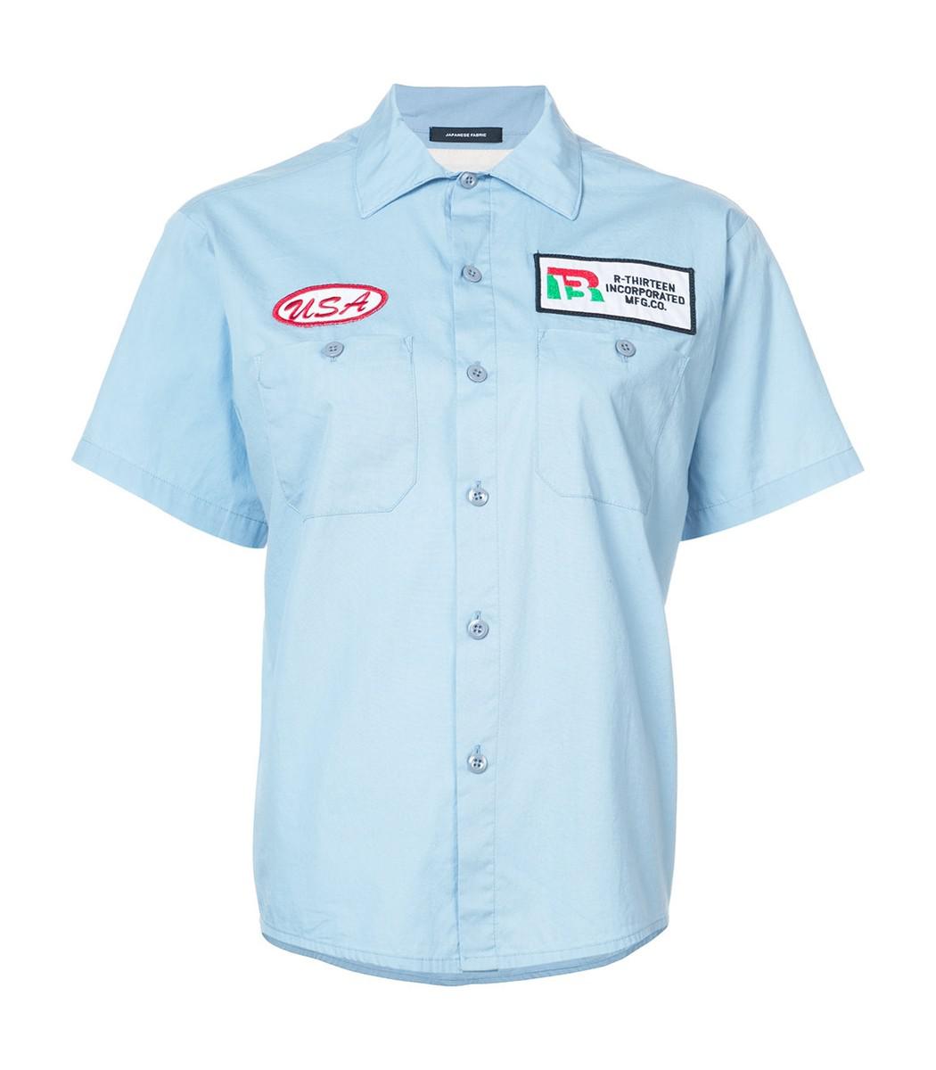 R13 Cotton Mechanic Shirt in Light Blue 